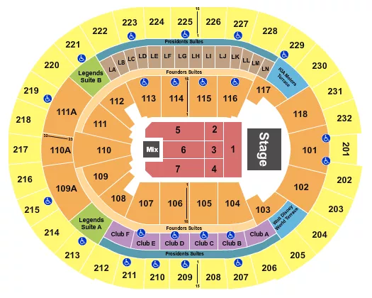seating chart for Kia Center - Flr 1-7, 1 in front - eventticketscenter.com
