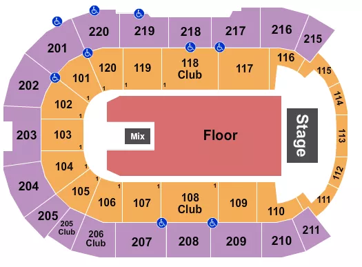 seating chart for Angel of the Winds Arena - Endstage Reserve Floor - eventticketscenter.com