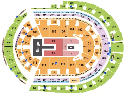 seating chart for Bridgestone Arena - Laufey - eventticketscenter.com