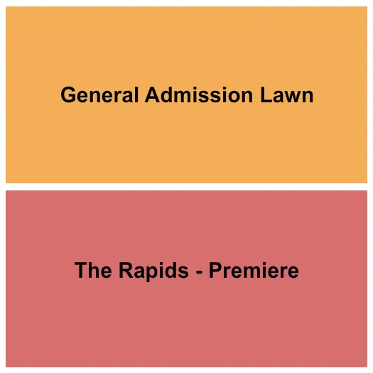 GA/Premiere Seating Chart at Brown's Island. The chart shows the main floor/stage with seating options surrounding it, which are color coded