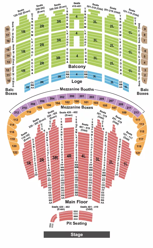 seating chart for The Chicago Theatre - Endstage 2 - eventticketscenter.com