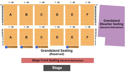 seating chart for Clay County Fair & Events Center - End Stage - Stage Front Seating - eventticketscenter.com