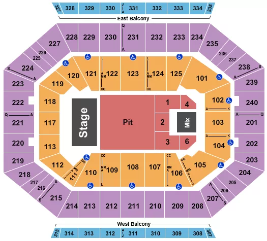 seating chart for DCU Center - Endstage GA Pit - eventticketscenter.com