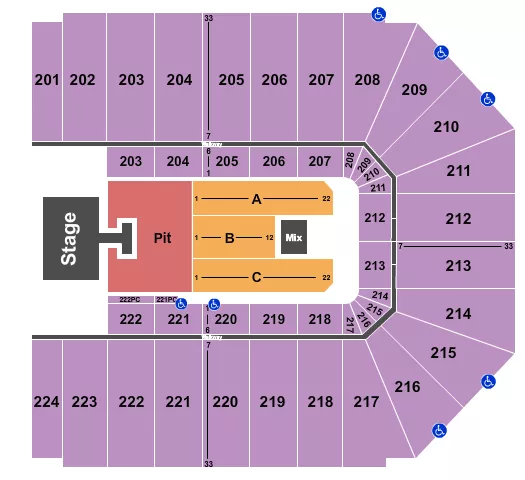 Jordan Davis Seating Chart at EJ Nutter Center. The chart shows the main floor/stage with seating options surrounding it, which are color coded