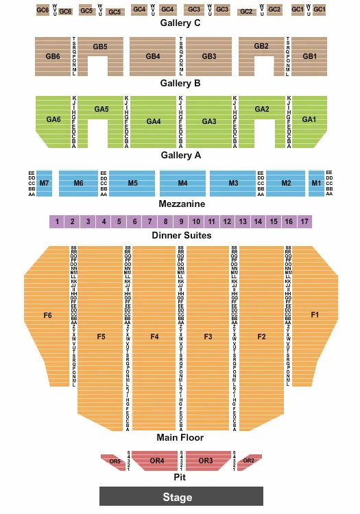 seating chart for Fox Theatre - Detroit - End Stage - eventticketscenter.com