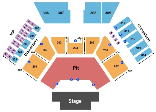 seating chart for Huntington Bank Pavilion at Northerly Island - Endstage Pit & 200 No Lawn - eventticketscenter.com