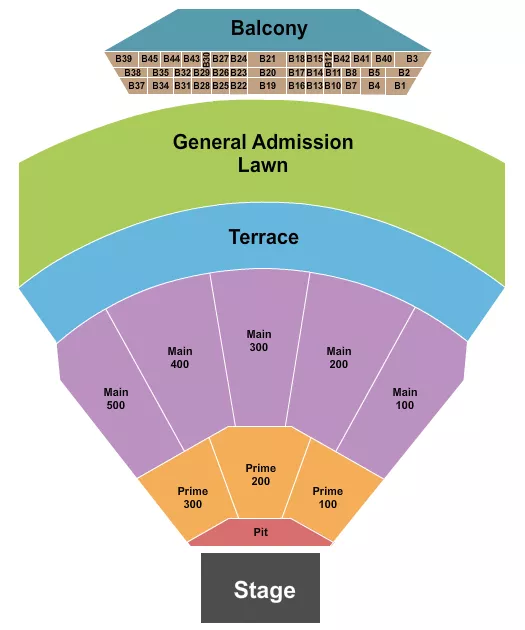 seating chart for TD Pavilion at The Mann Center For The Performing Arts - Endstage 2 - eventticketscenter.com