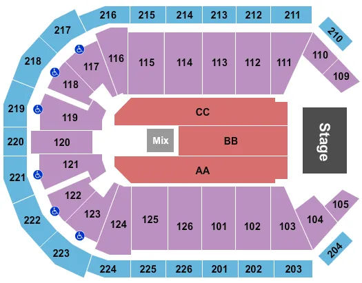 seating chart for Maverik Center - Endstage 2 - eventticketscenter.com