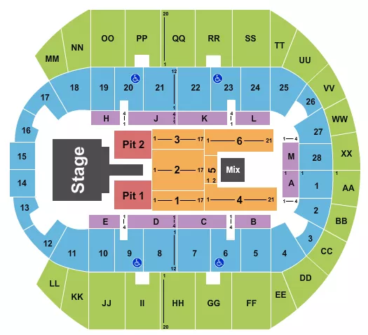 seating chart for Mississippi Coast Coliseum - Luke Bryan - eventticketscenter.com