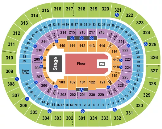 seating chart for Moda Center at the Rose Quarter - Endstage Reserved Floor 2 - eventticketscenter.com
