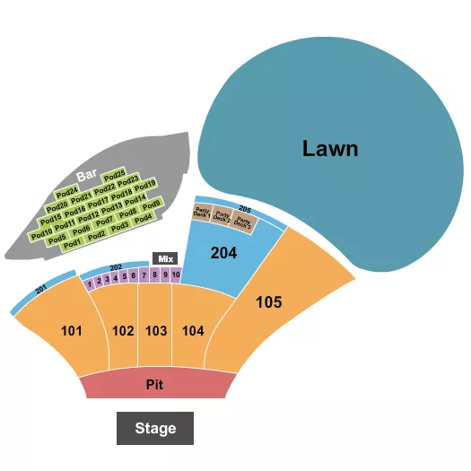 seating chart for Moody Amphitheater - Endstage with Boxes/205 - eventticketscenter.com