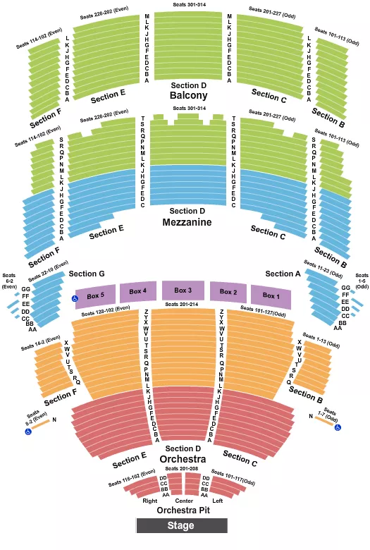 seating chart for Mortensen Hall at Bushnell Theatre - Endstage - eventticketscenter.com