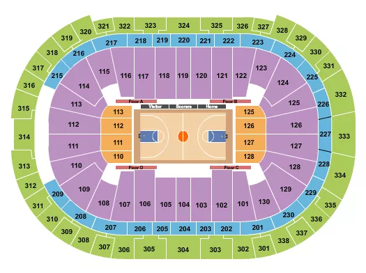 Basketball - NCAA Seating Chart at Lenovo Center. The chart shows the main floor/stage with seating options surrounding it, which are color coded