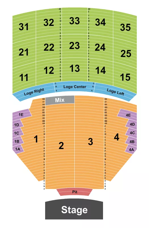 seating chart for Paramount Theatre - Seattle - Endstage Pit w/ Loge - eventticketscenter.com