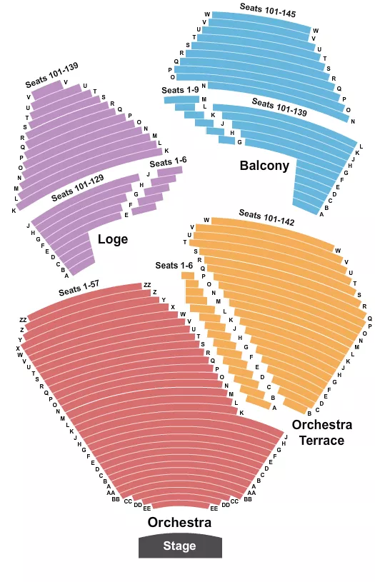 seating chart for Segerstrom Center For The Arts - Segerstrom Hall - End Stage 2 - eventticketscenter.com