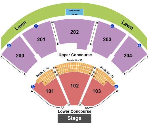 seating chart for Shoreline Amphitheatre - CA - End Stage - eventticketscenter.com