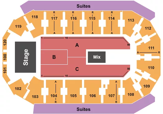 seating chart for Cable Dahmer Arena - Endstage B Front - eventticketscenter.com