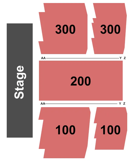 End Stage Seating Chart at The Rooftop at Pier 17. The chart shows the main floor/stage with seating options surrounding it, which are color coded