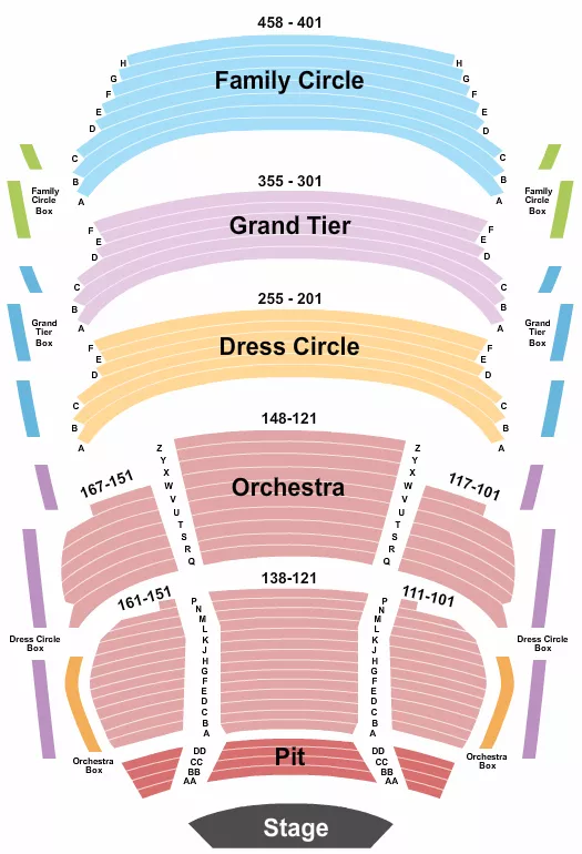 seating chart for Thrivent Financial Hall At Fox Cities Performing Arts Center - Endstage Pit - eventticketscenter.com