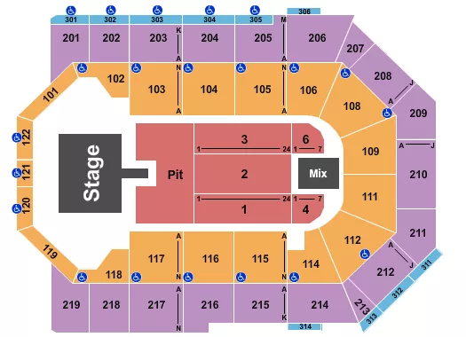 seating chart for Toyota Arena - Ontario - Endstage Pit w/ Catwalk - eventticketscenter.com
