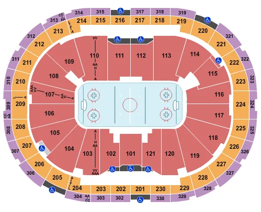 Hockey Seating Chart at Centre Videotron. The chart shows the main floor/stage with seating options surrounding it, which are color coded