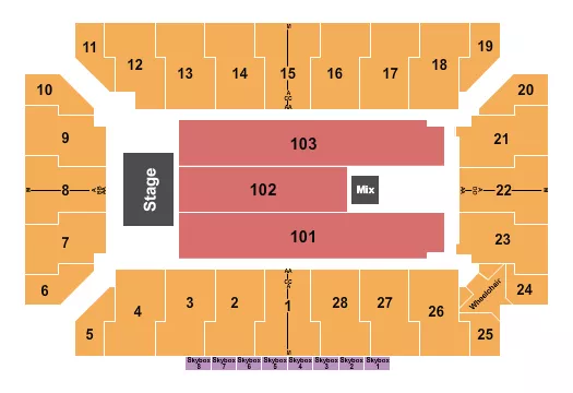 seating chart for Visions Veterans Memorial Arena - Endstage RSV - eventticketscenter.com