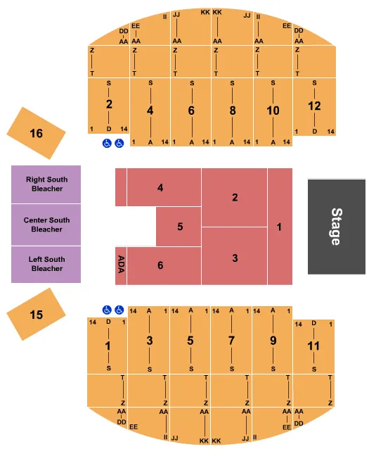 seating chart for Yakima Valley Sundome - Endstage 2 - eventticketscenter.com
